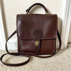 Authentic Vintage Coach Satchel Messenger Bag. Dark Brown, Leather